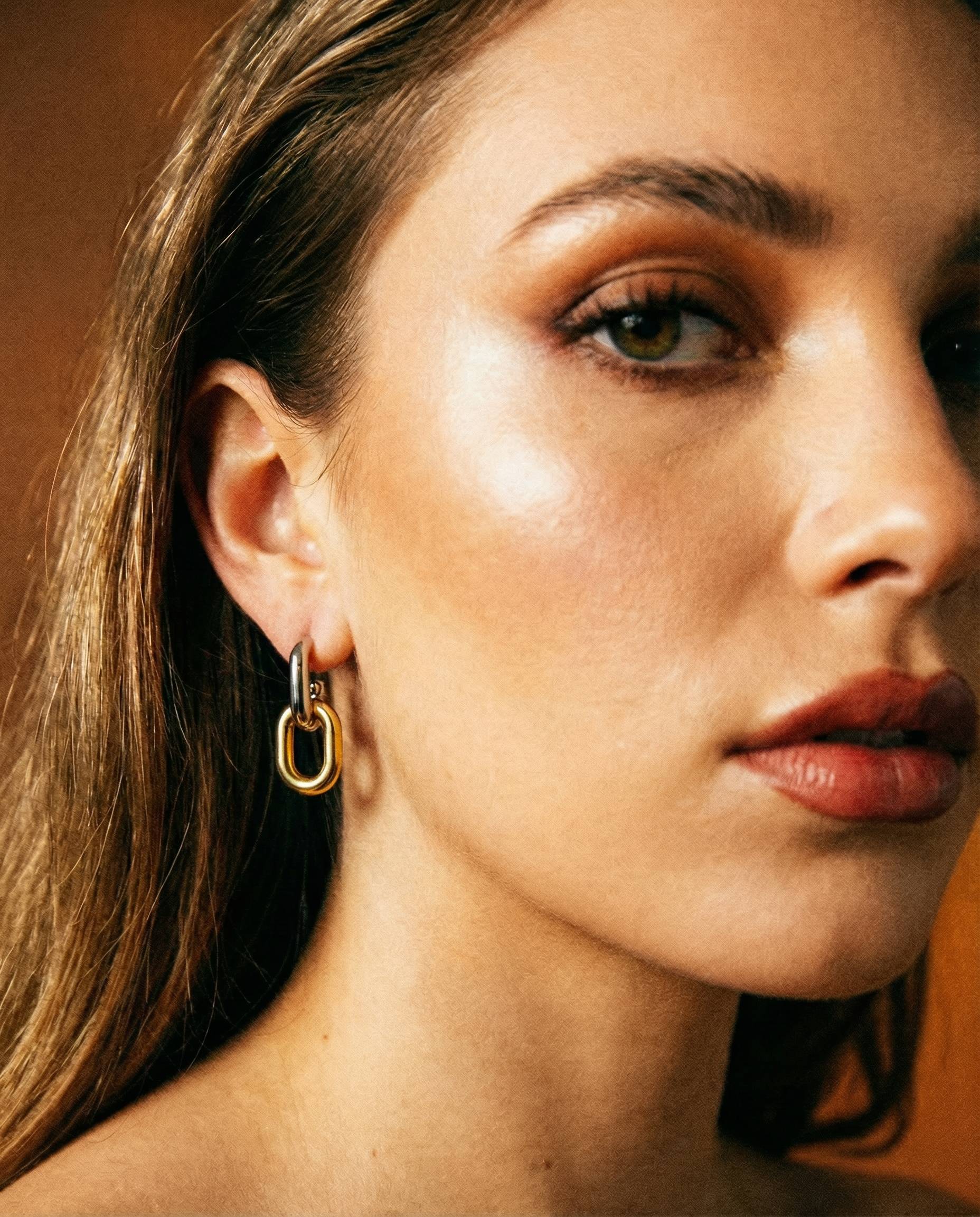 Two-Tone Gold Silver Hoop Earrings