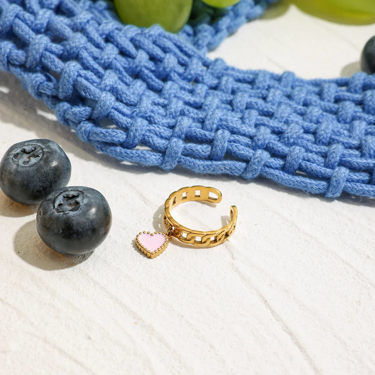 Heart Chain Ring - Pink & Red