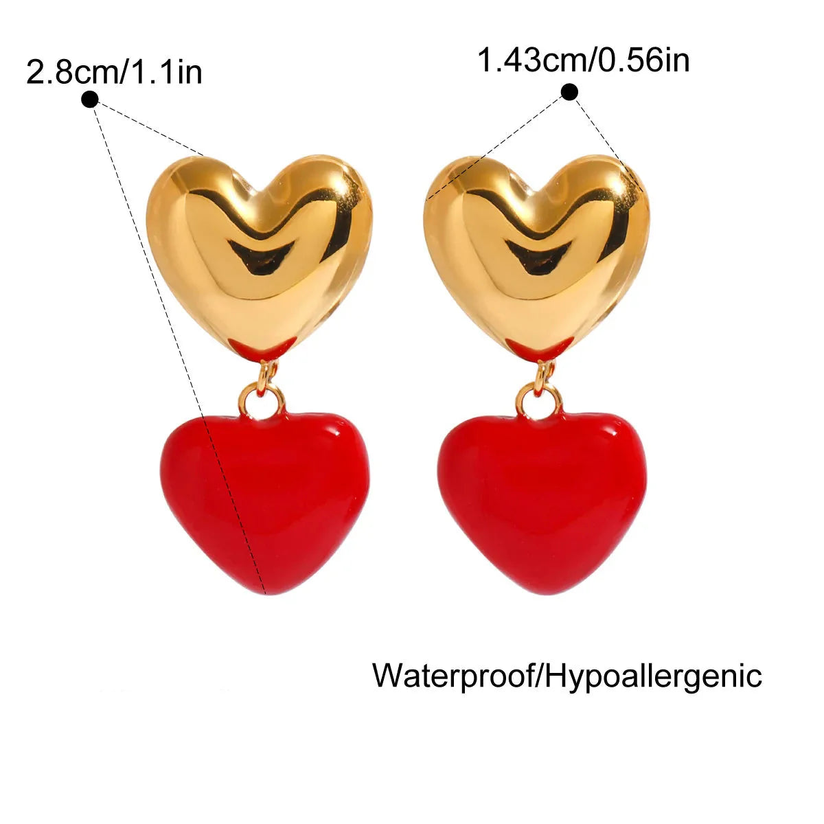 Red Heart Drop Earrings