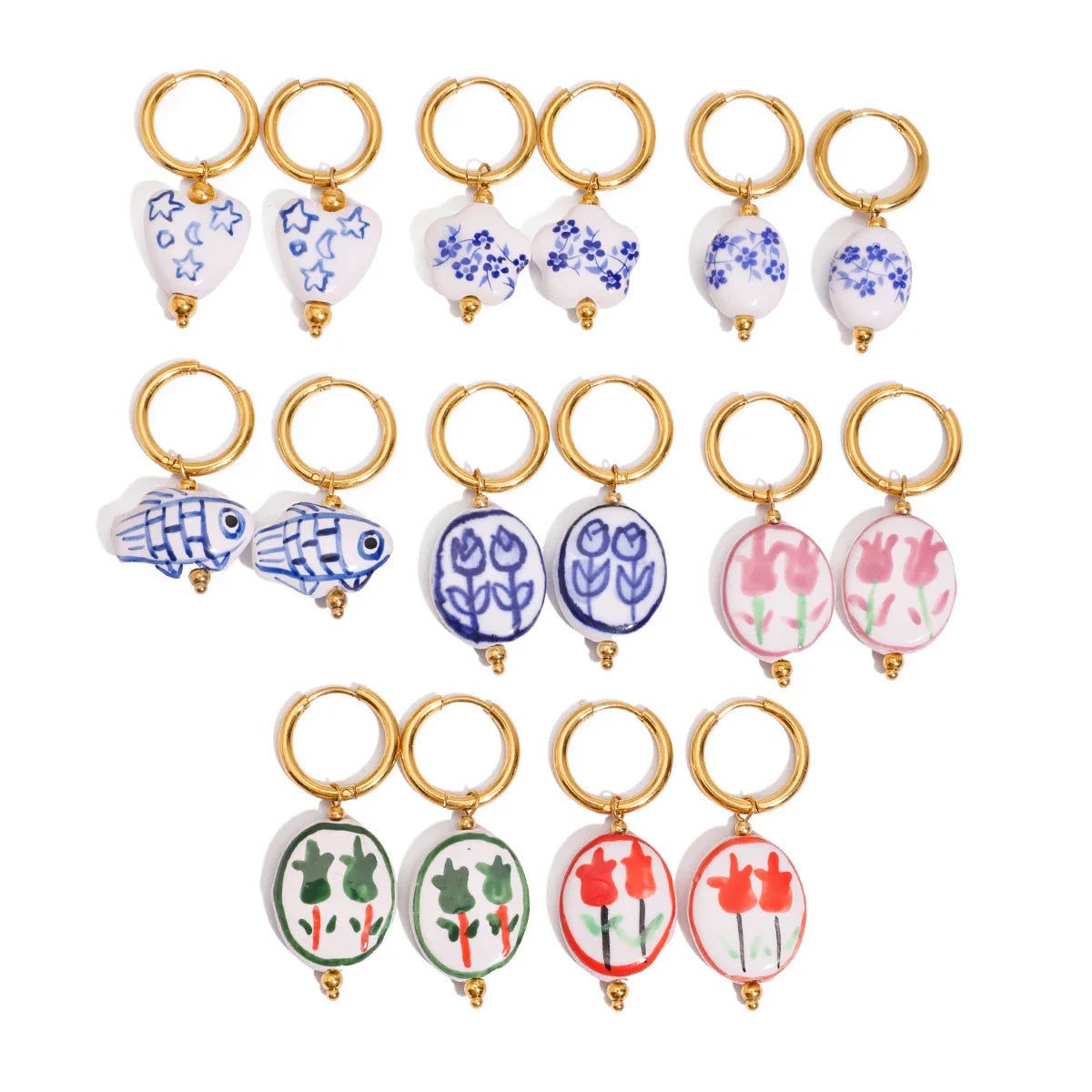 Dainty Ceramic Hoop Earrings