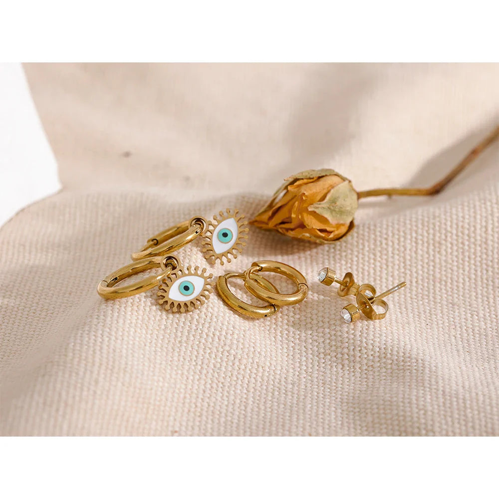 Dainty Evil Eye Earring Set (3 piece)