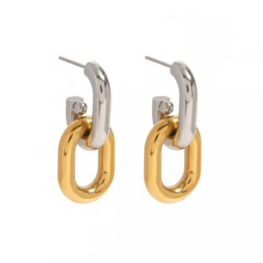 Two-Tone Gold Silver Hoop Earrings