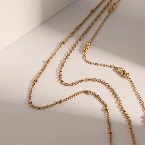 Beaded Layered Gold Necklace